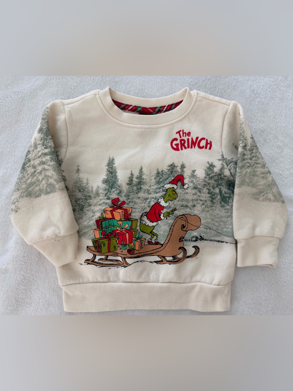 Dr. Seuss The Grinch Cream Sweatshirt with Red and Green Graphic